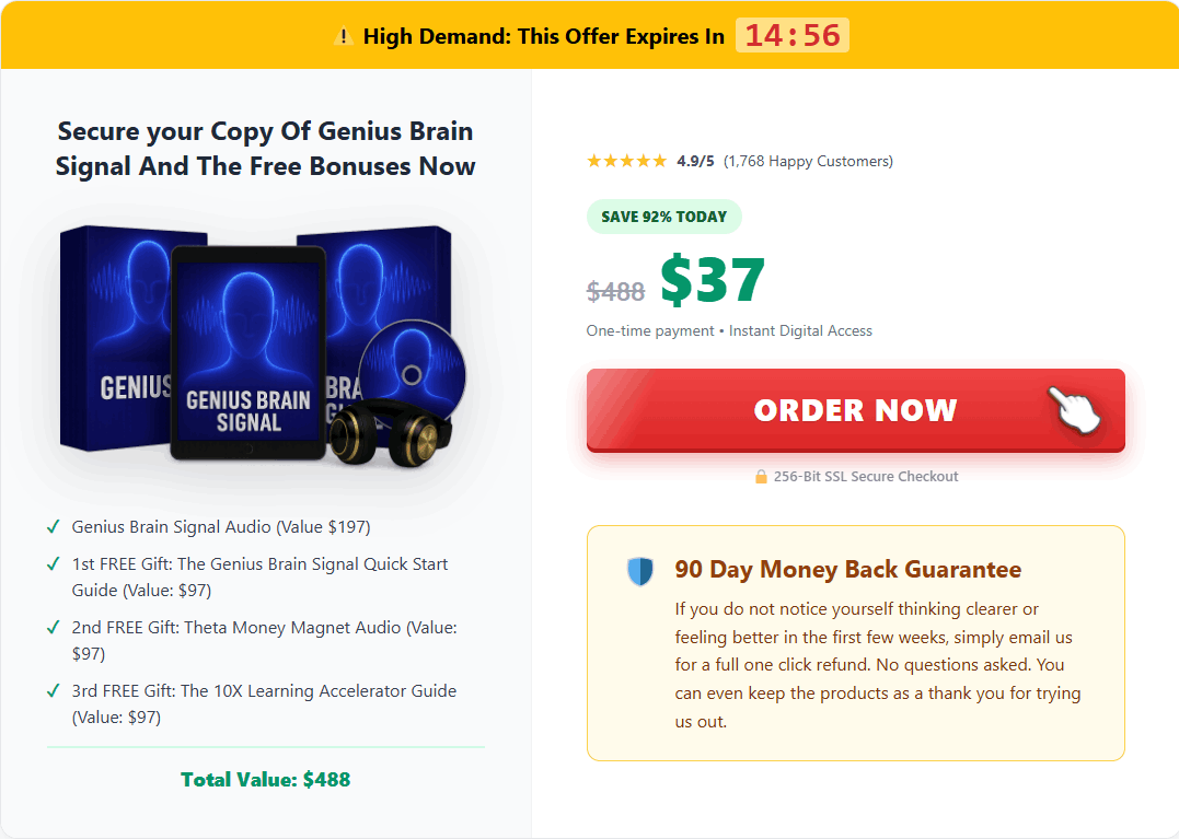 Genius Brain Signal pricing packages 1 bottle 3 bottle 6 bottle discount